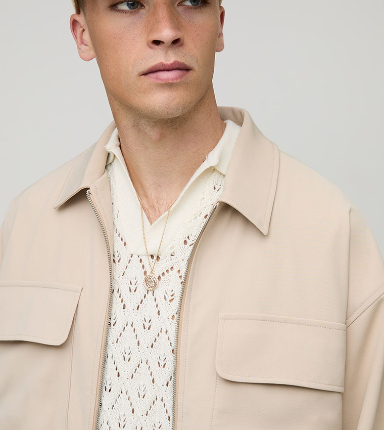 Cargo Pocket Oversized Harrington Jacket