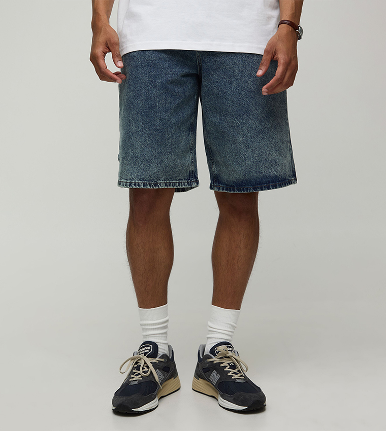 Acid Wash Baggy Fit Denim Shorts