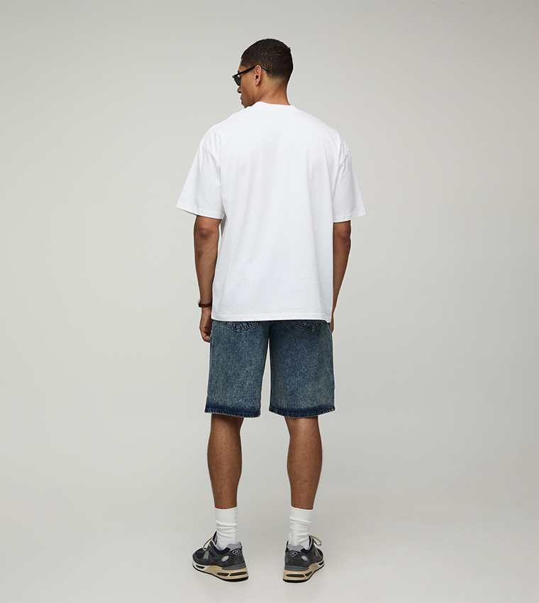 Acid Wash Baggy Fit Denim Shorts