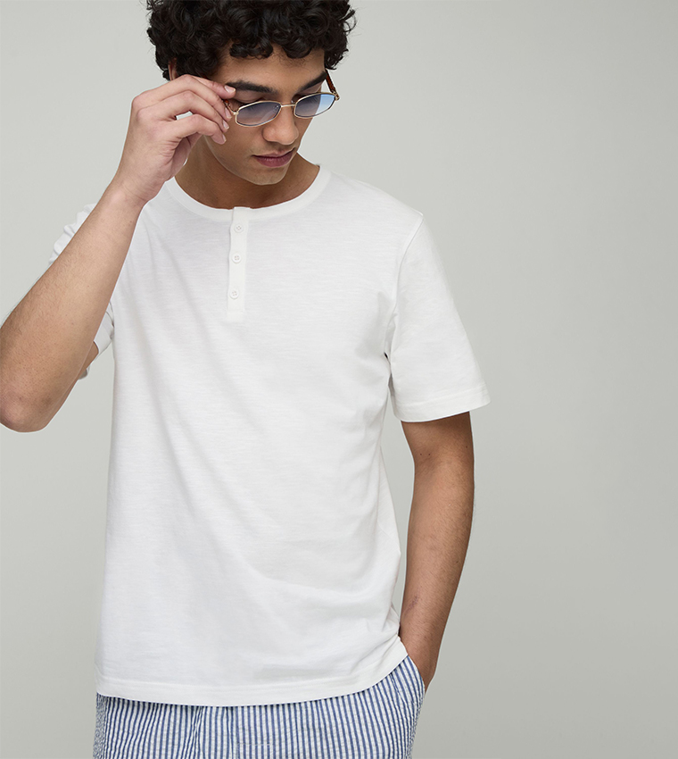 Regular Fit Henley Neck T-Shirt