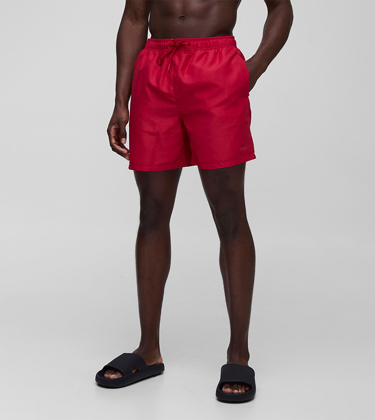 Drawstring Waist Mid Length Swim Shorts
