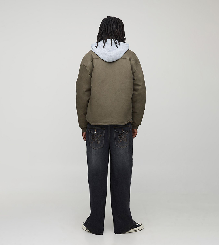 Overdyed Cargo Quilted Oversized Denim Jacket