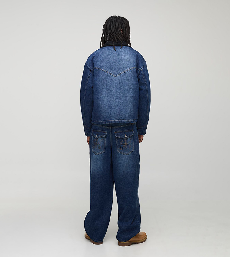 Washed Panelled Oversized Denim Jacket