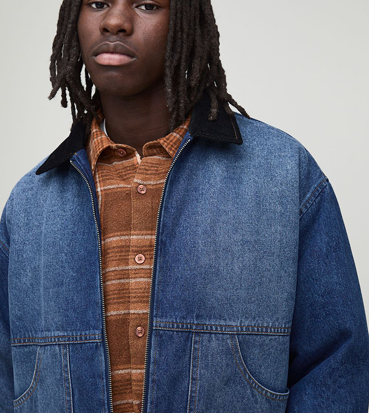 Washed Panelled Oversized Denim Jacket