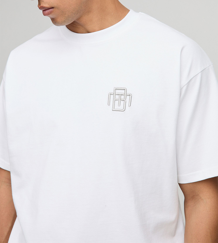 BM Embroidered Oversized T-Shirt & Shorts Set