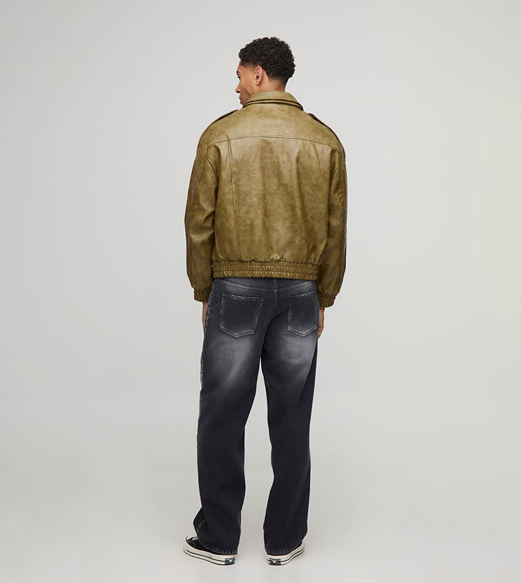 Double Collared Oversized Biker Jacket