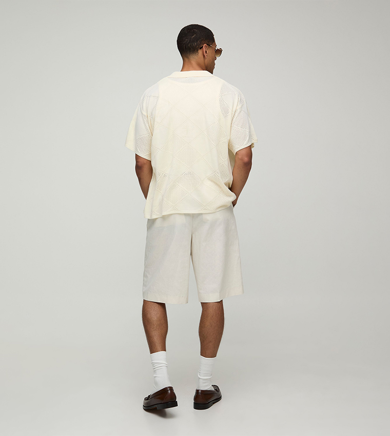 Pour Homme Patchwork Knitted Boxy Shirt