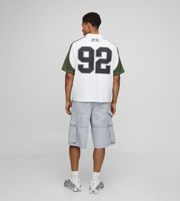 Elasticated Waist Long Line Baggy Carpenter Cargo Shorts