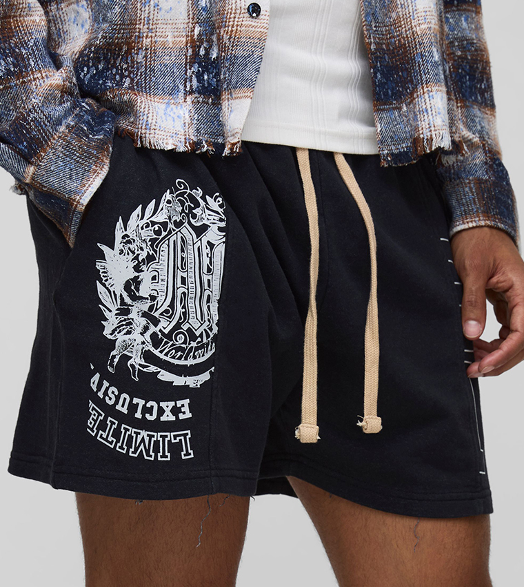 Boxy Fit Washed Varsity Shorts