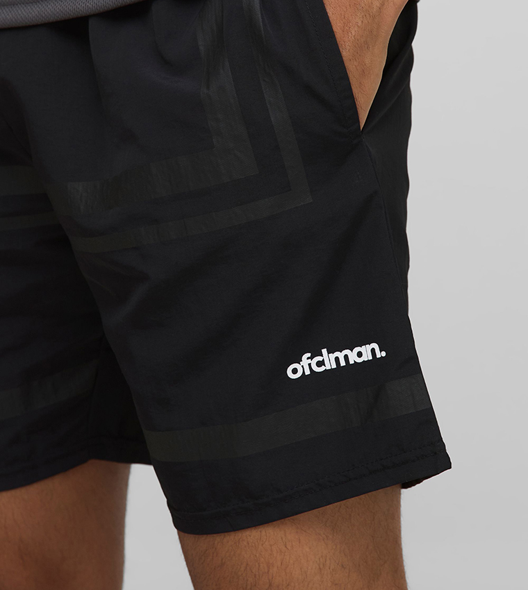 Crinkle Nylon Striped Active Shorts