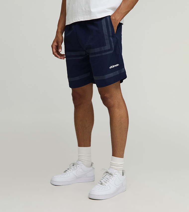 Striped Crinkle Nylon Casual Shorts