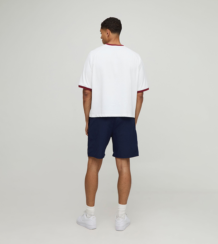 Striped Crinkle Nylon Casual Shorts