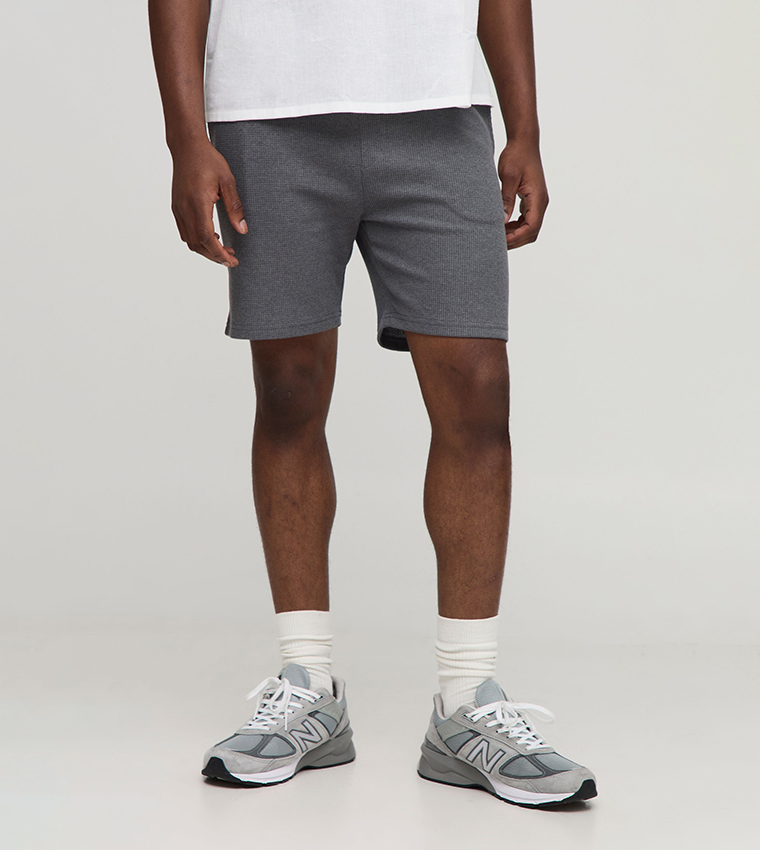 Mid Rise Slim Fit Waffle Shorts