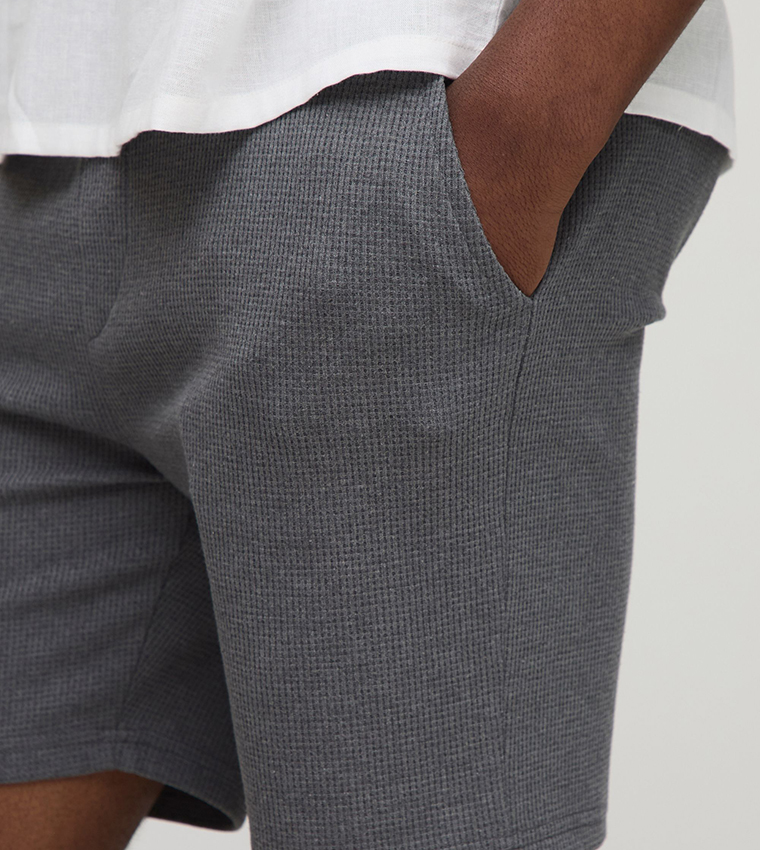 Mid Rise Slim Fit Waffle Shorts