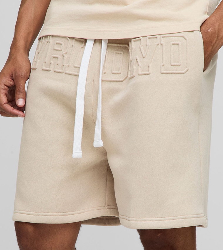 Worldwide Embossed Drop Crotch Oversized Shorts