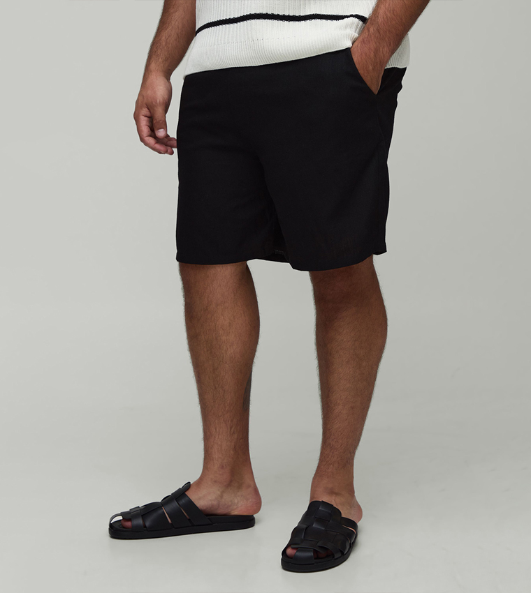 Plus & Tall Relaxed Fit Linen Fixed Waist Shorts