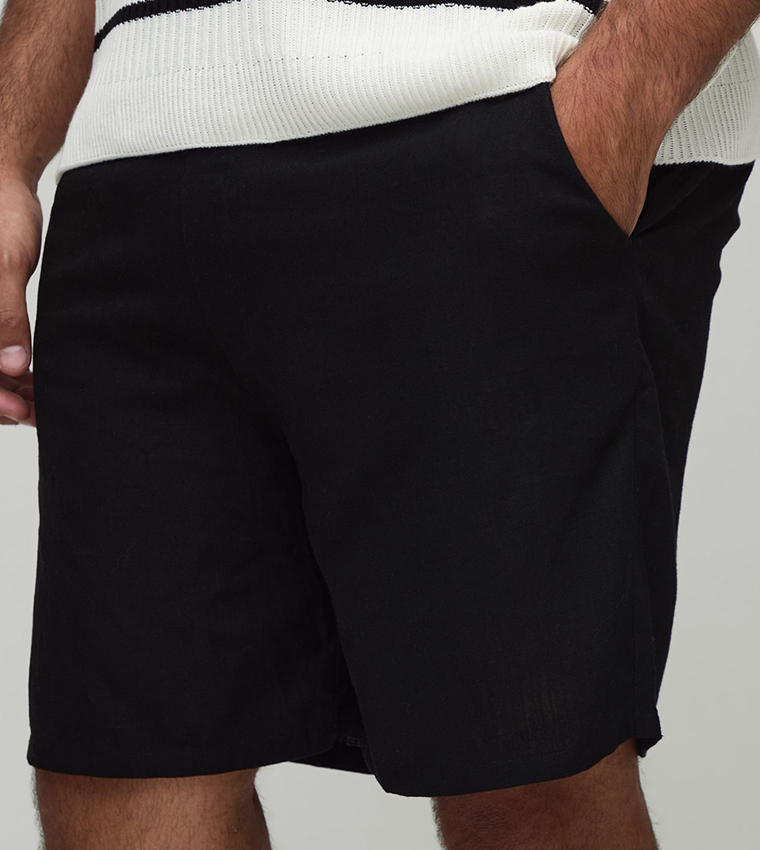 Plus & Tall Relaxed Fit Linen Fixed Waist Shorts