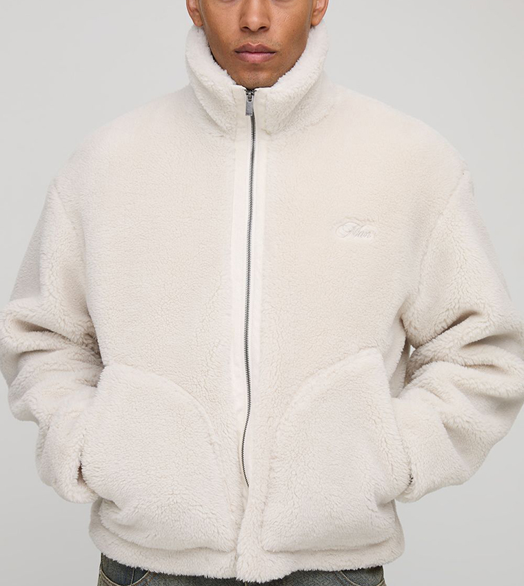 Buy BoohooMAN Collared Borg Harrington Long Sleeves Jacket In