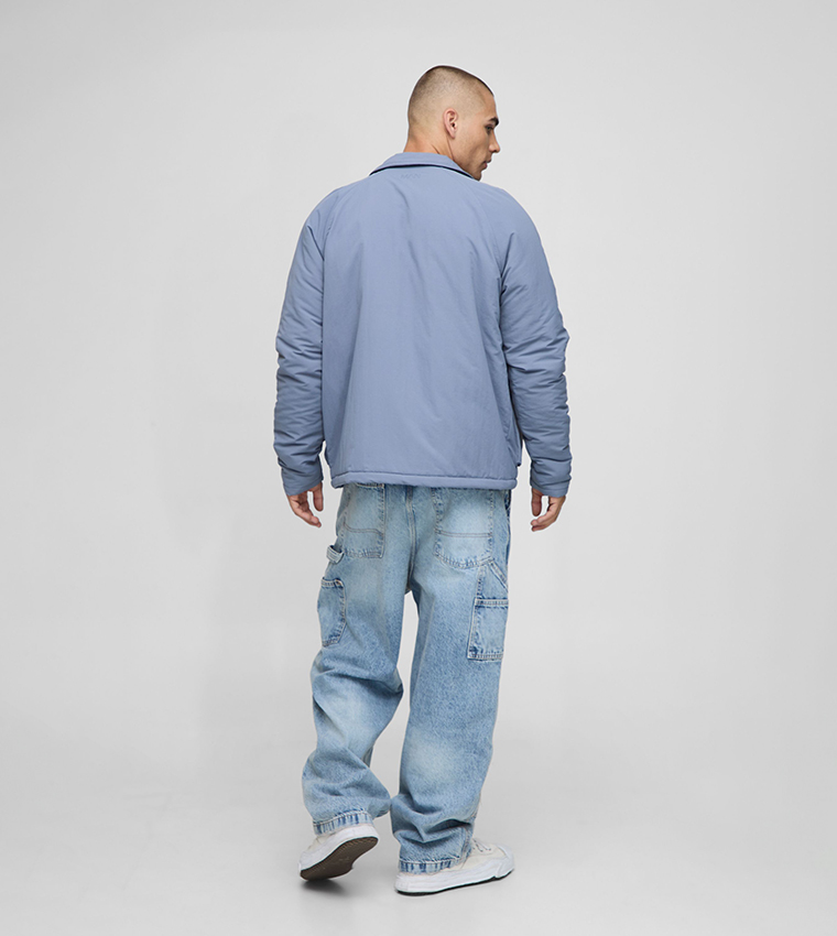 Regular Fit Crinkle Peached Nylon Pocket Harrington Jacket