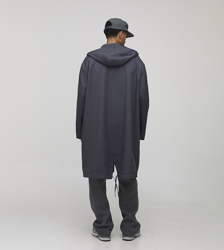 Solid Hooded Parka Coat