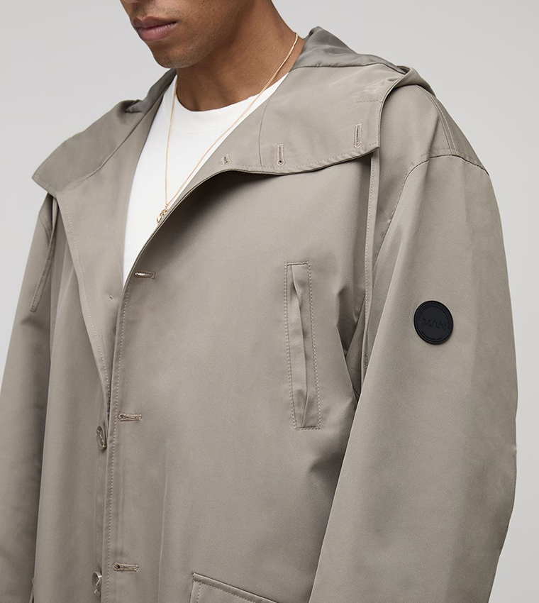 Solid Hooded Parka Coat