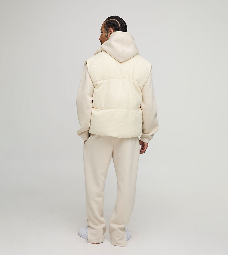 Knitted Funnel Neck Boxy Fit Puffer Gilet