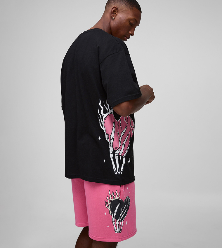 Graphic Printed Oversized T-Shirt and Shorts Set