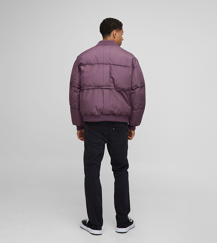 Pleated Panel Oversized Bomber Jacket