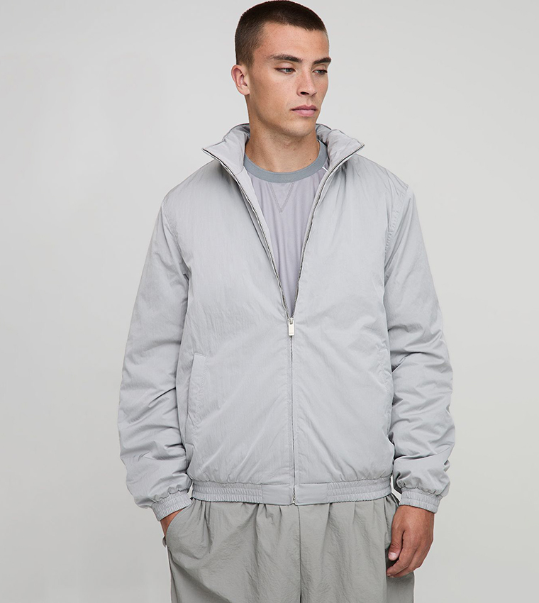 Regular Fit High Neck Nylon Puffer Jacket