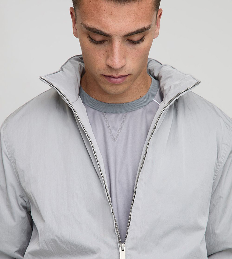 Regular Fit High Neck Nylon Puffer Jacket