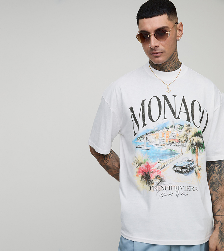 Plus & Tall Printed Crew Neck Oversized T-Shirt