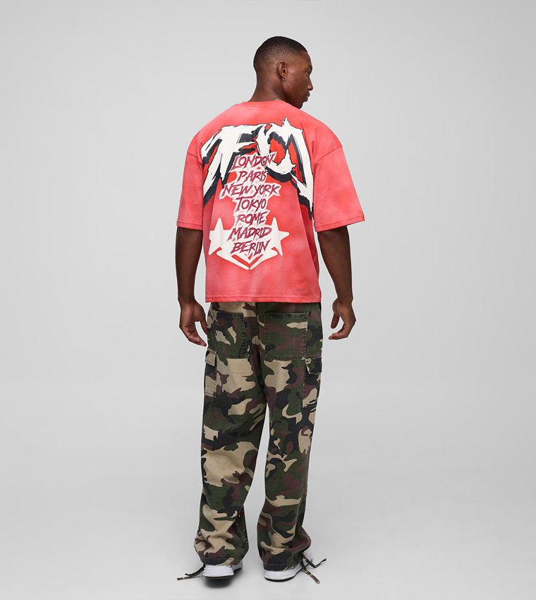 Ofcl Star Graphic Washed Oversized T-Shirt
