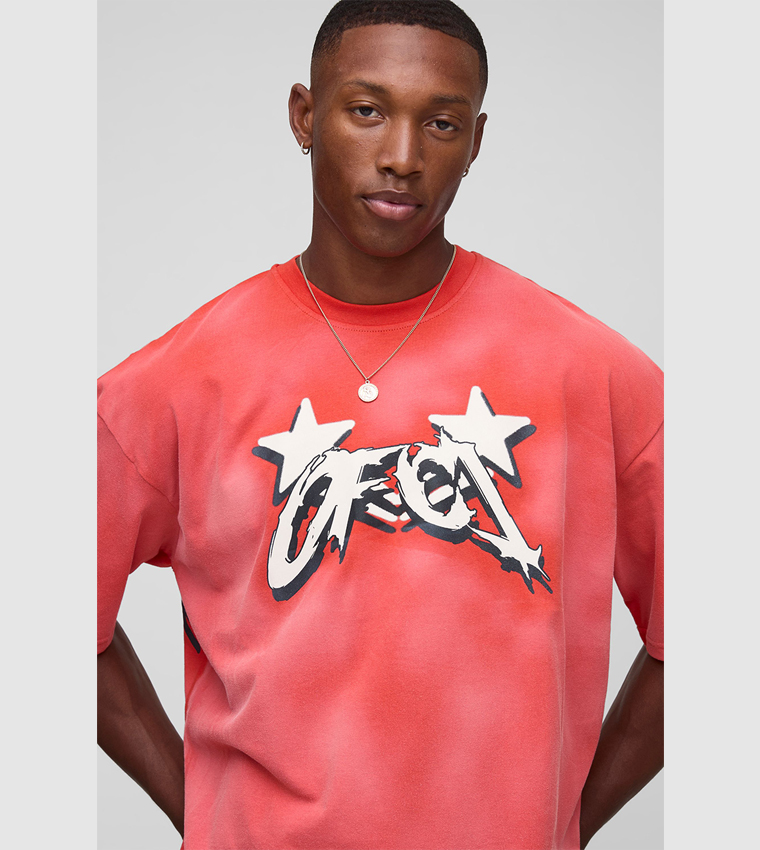 Ofcl Star Graphic Washed Oversized T-Shirt