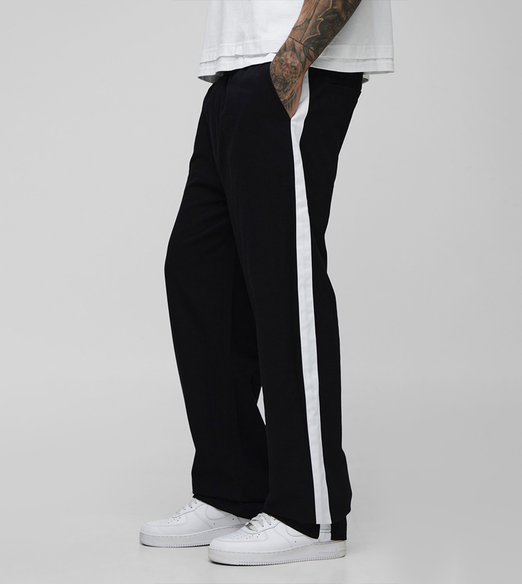 Tall Elastic Waist Relaxed Fit Trousers with Side Panel