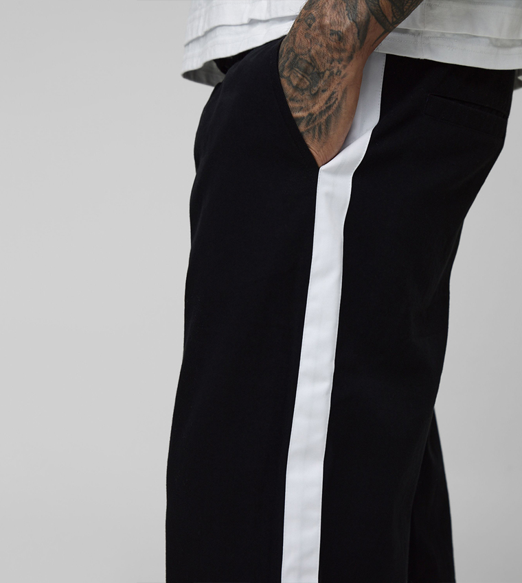 Tall Elastic Waist Relaxed Fit Trousers with Side Panel
