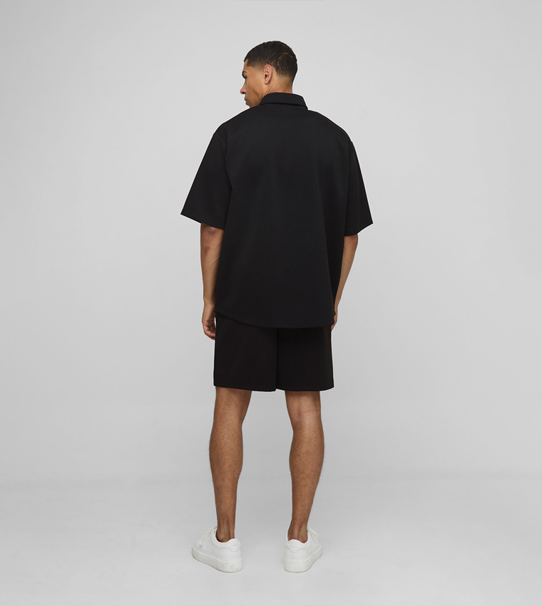 Super Oversized Scuba Collared Shirt and Shorts Set