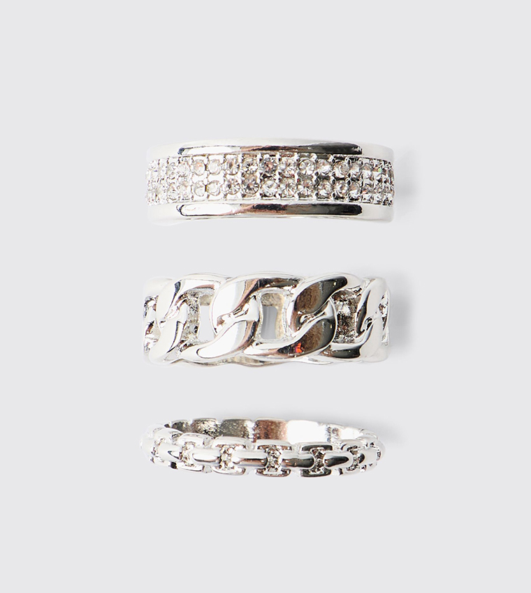 3 Pack Silver Rings