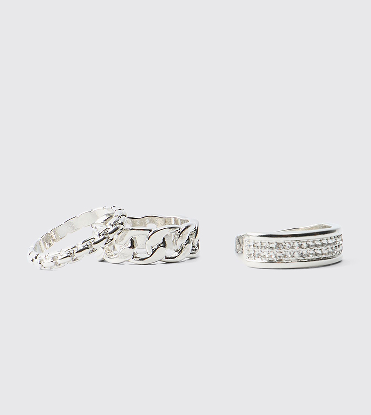 3 Pack Silver Rings