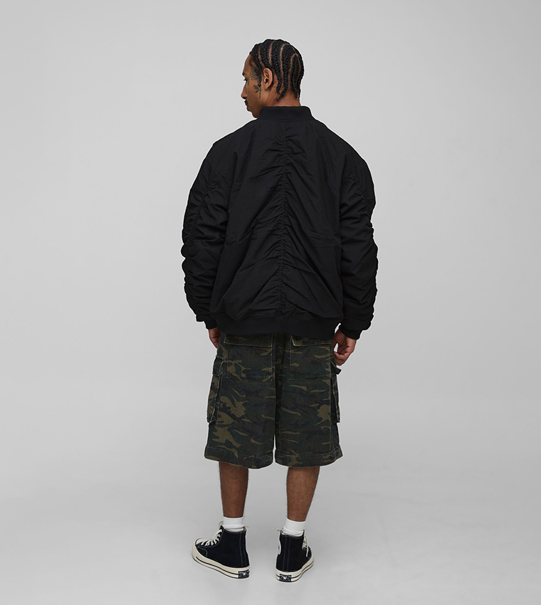 Peached Embroidered Ma1 Boxy Fit Bomber Jacket