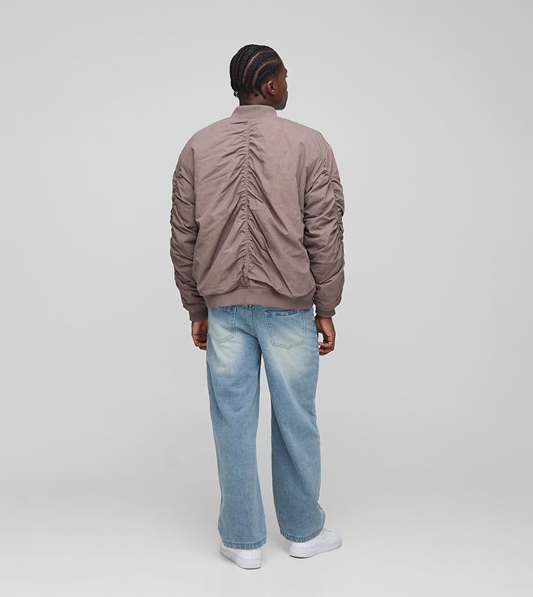 Peached Embroidered Ma1 Boxy Fit Bomber Jacket