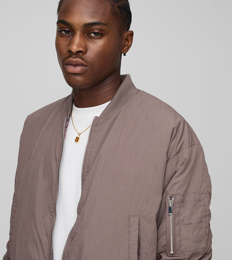 Peached Embroidered Ma1 Boxy Fit Bomber Jacket