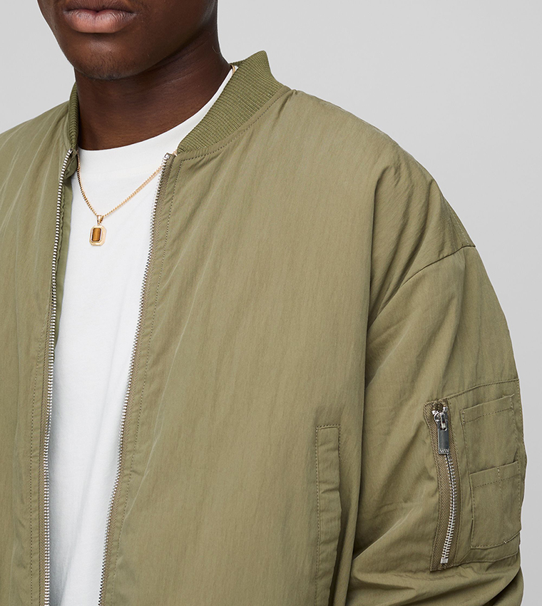 Peached Embroidered Ma1 Boxy Fit Bomber Jacket