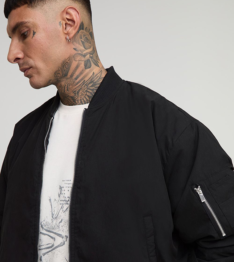 Tall Peached Embroidered Ma1 Bomber Jacket