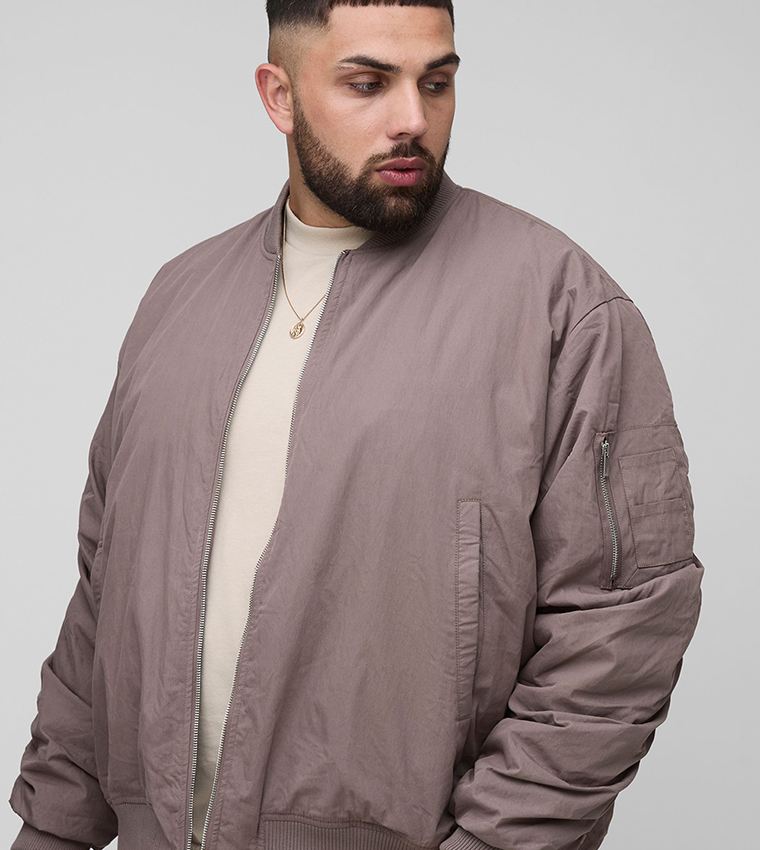 Plus & Tall Peached Embroidered Bomber Jacket