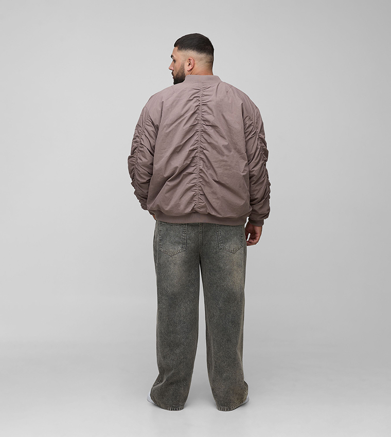 Plus & Tall Peached Embroidered Bomber Jacket