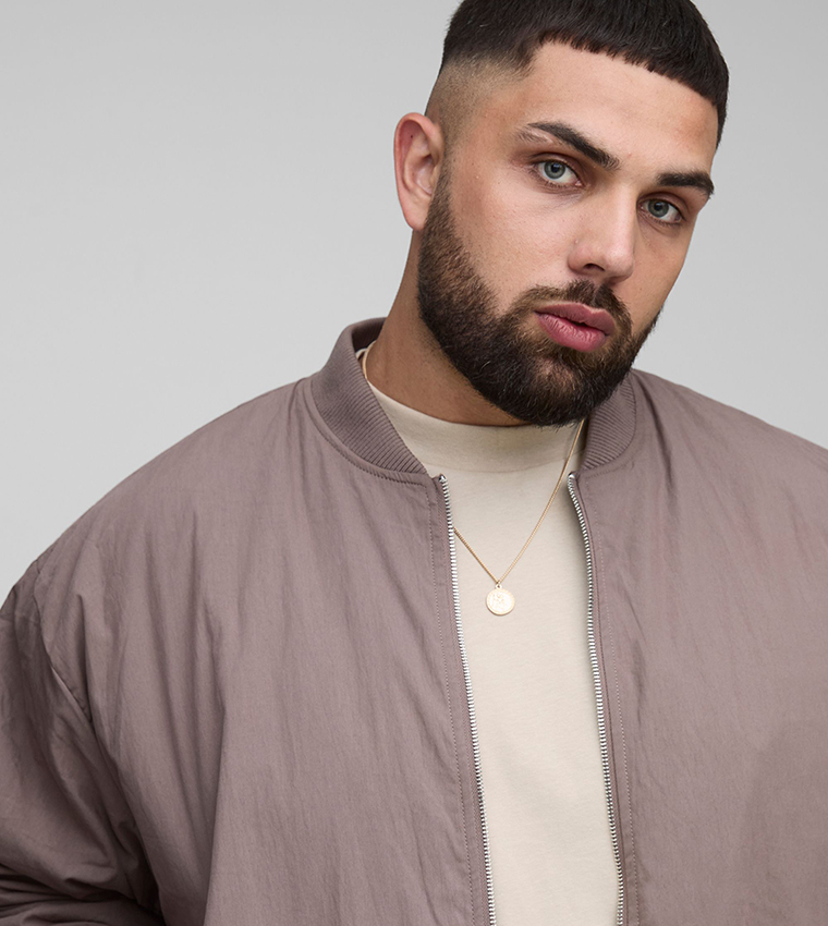 Plus & Tall Peached Embroidered Bomber Jacket