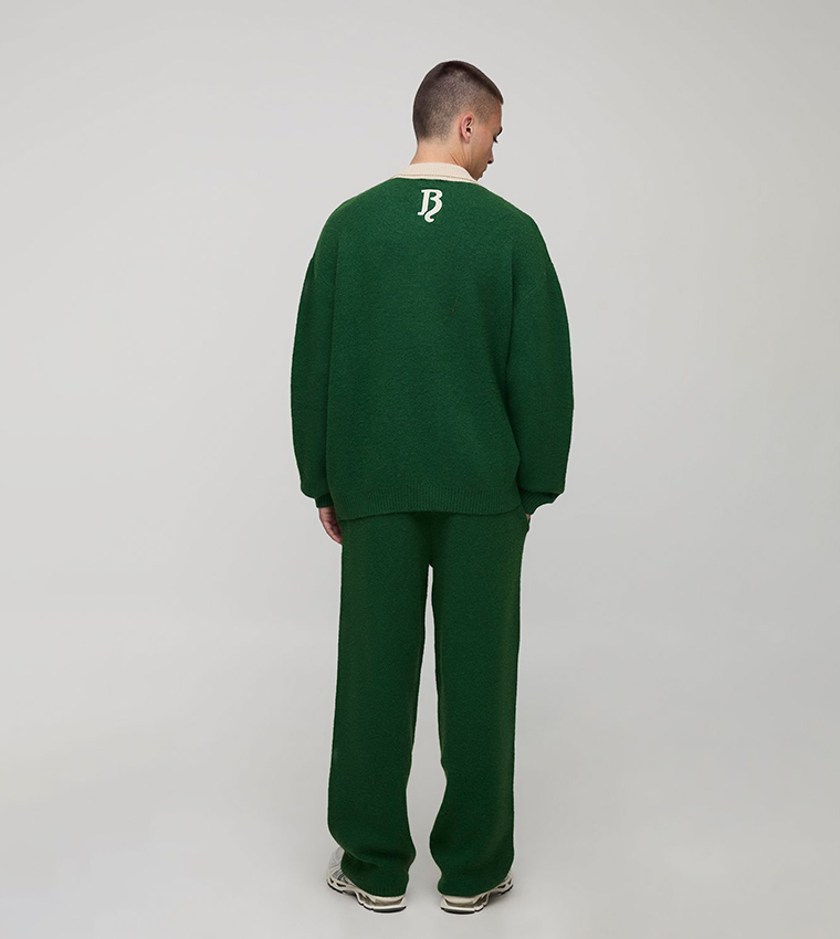 Varsity Applique Embroidered Oversized Polo Neck Sweater