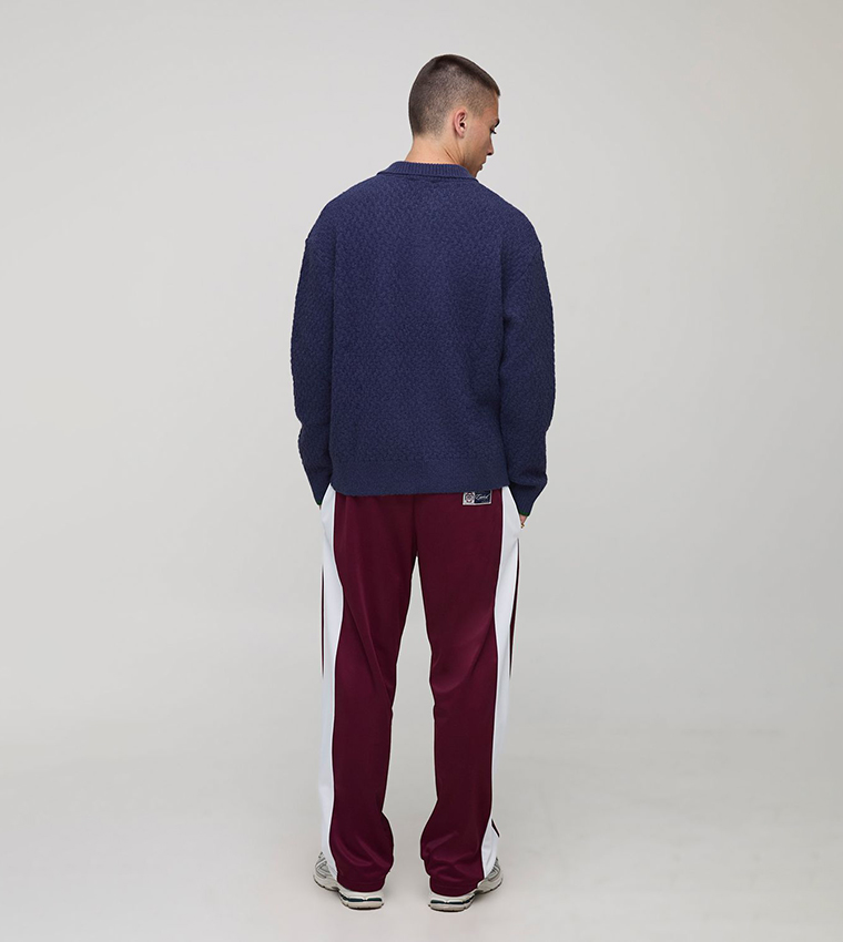 Embroidered Panel Oversized Polo Neck Sweater