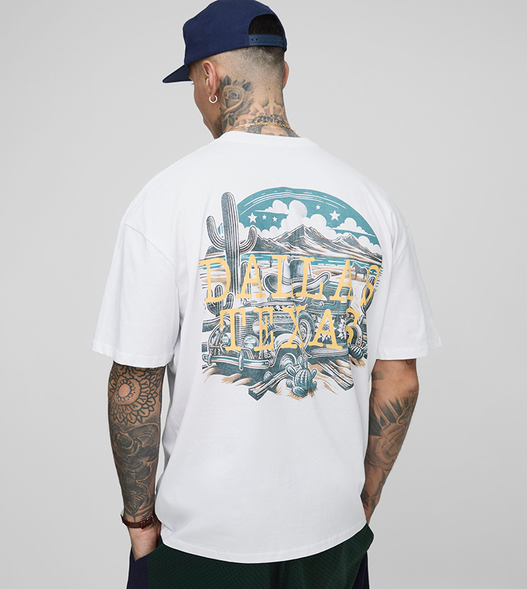 Tall Western Dallas Texas Landscape Print Oversized T-Shirt