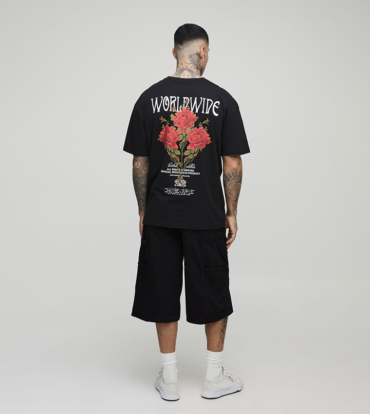Plus & Tall Back Printed Crew Neck Oversized T-Shirt